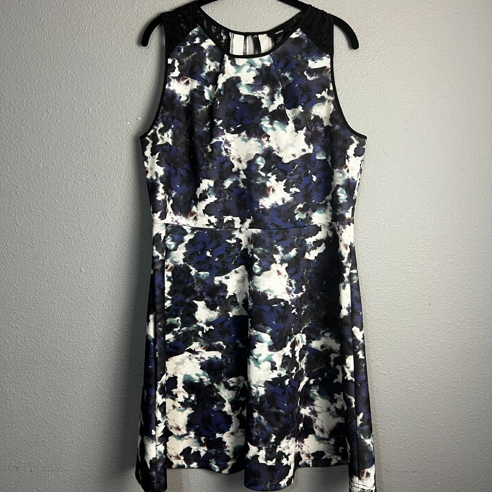 Mossimo Dress Fit‎ & Flare Floral Print Lace Detail Sleeveless Church Office XL